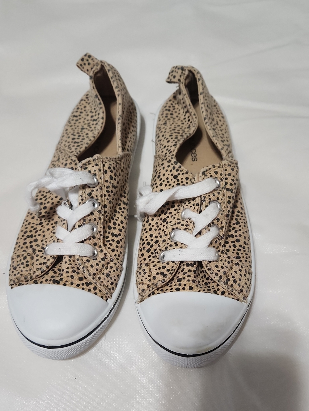 Maurices Beige Cheetah-Print Lace-Up Sneakers with White Soles